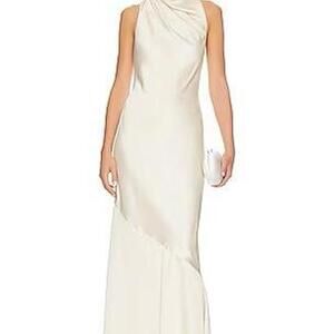 Significant Other Lana Cowl-Neck Tie-Back Satin Maxi Dress